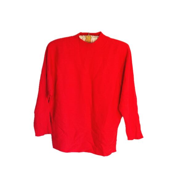 Vince Camuto Mock Neck Ribbed Sweater XS Red Christmas - Picture 2 of 9